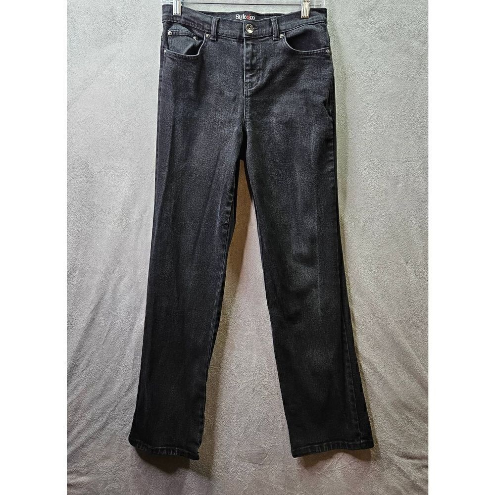 Style & Co Jeans Womens Size 6 Black Easy Care Straight Leg Fit Denim